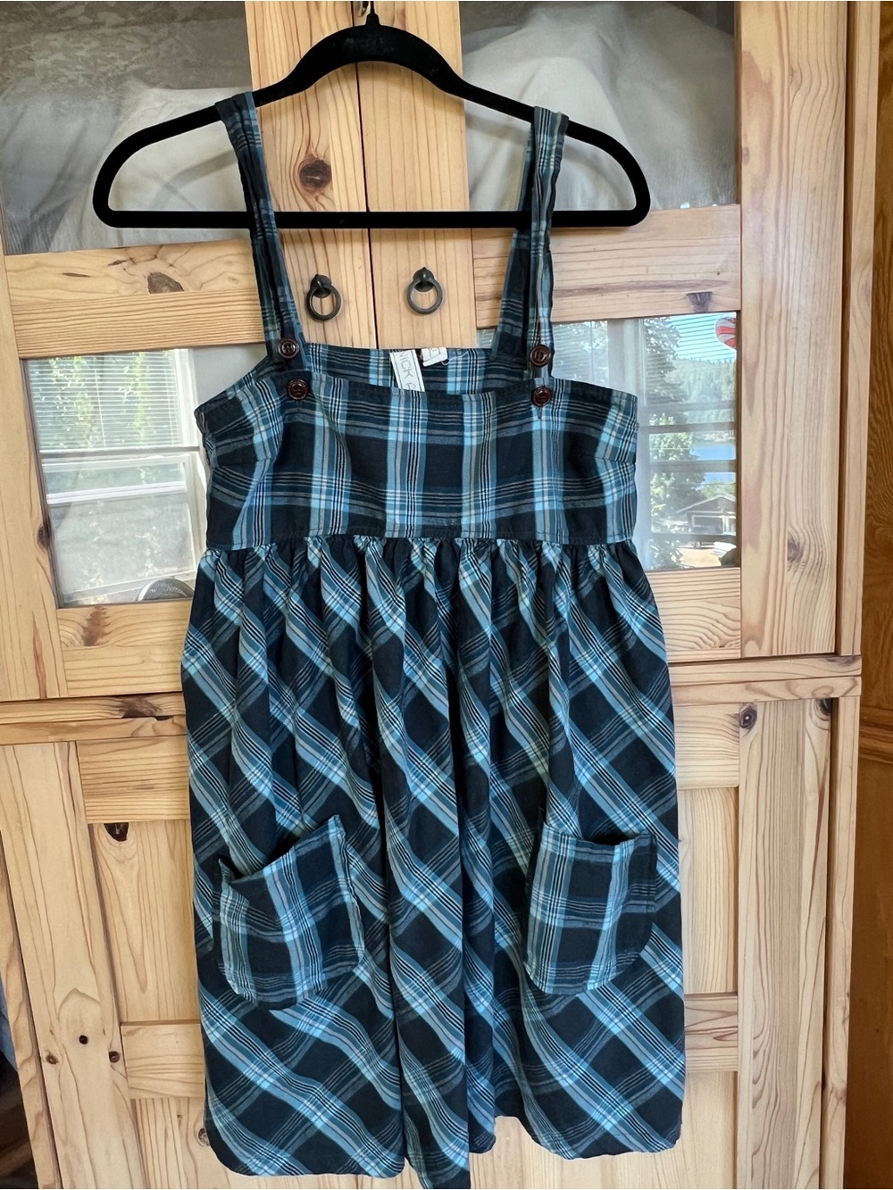 Nick & Mo Black and Light Blue Plaid Sundress